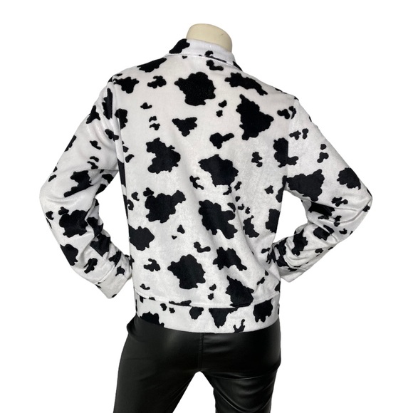 STEVEN ROSS Vintage Cow Print Faux Fur Button Down Shacket Jacket Blazer, M - Picture 6 of 16